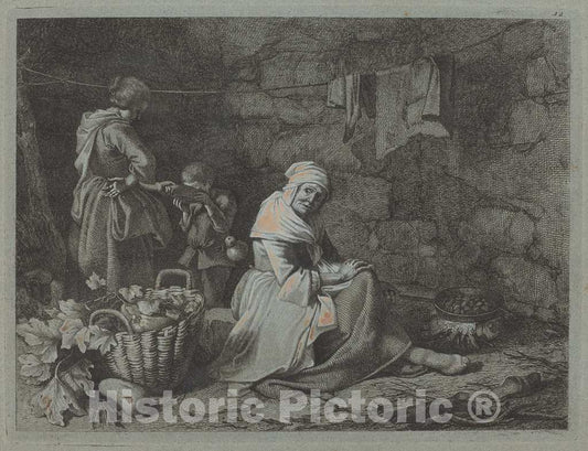 Art Print : Francesco Londonio, Interior of a House, 1763 - Vintage Wall Art