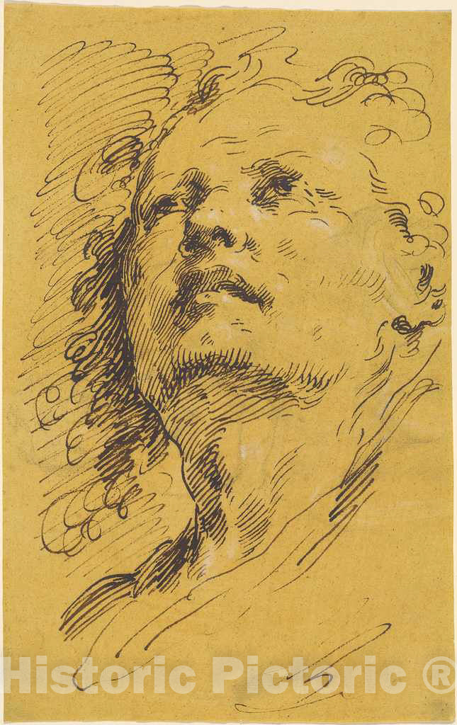 Art Print : Pietro Antonio Novelli, Head of a Man Looking Up, 1770s - Vintage Wall Art