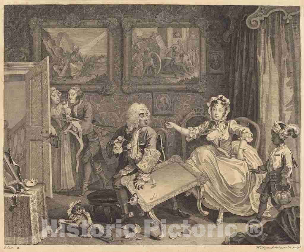 Art Print : William Hogarth, A Harlot's Progress: pl.2, 1732 - Vintage Wall Art