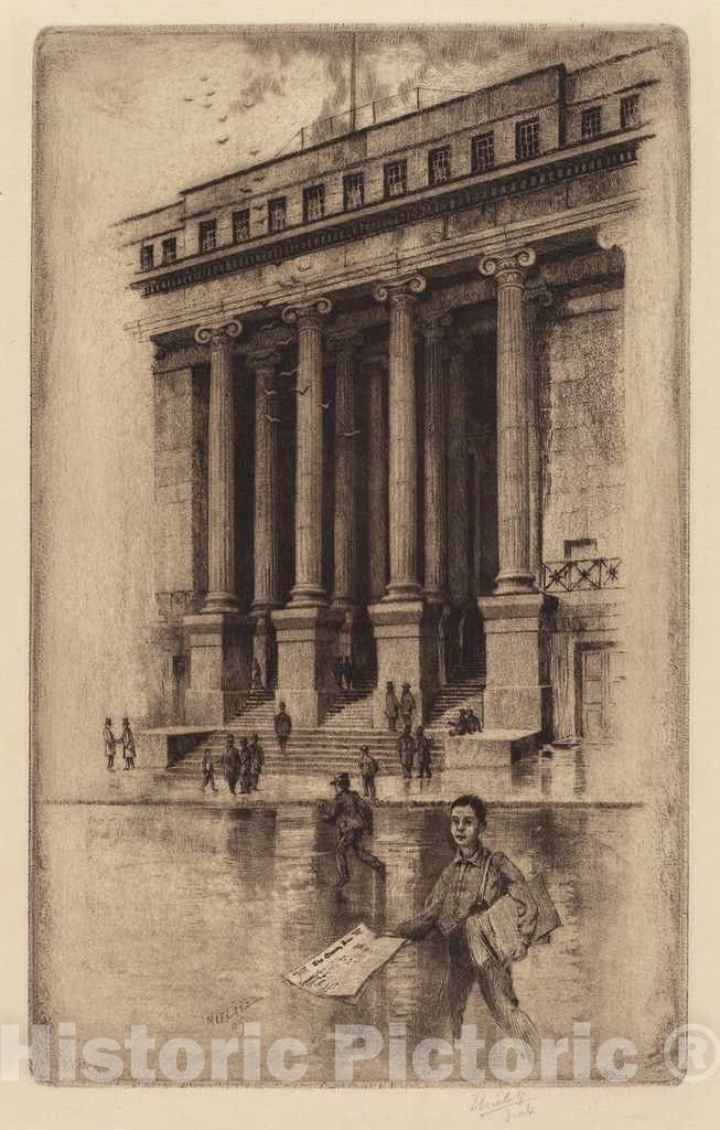 Art Print : Charles Frederick William Mielatz, Porch, Old Custom House, Wall Street, 1905 - Vintage Wall Art