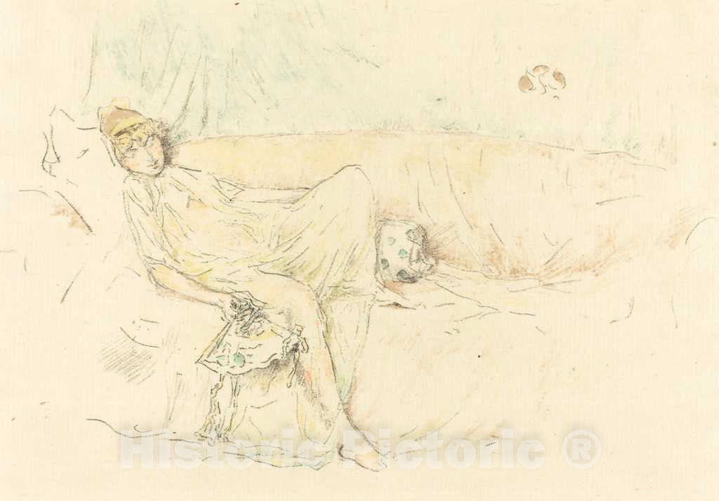 Art Print : James McNeill Whistler, Draped Figure, Reclining, 1892 - Vintage Wall Art