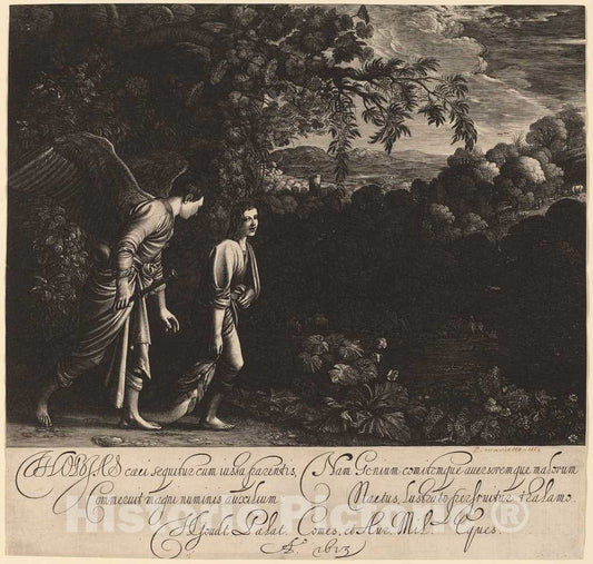 Art Print : Goudt After Adam Elsheimer, Tobias and The Angel (The Large Tobias), 1613 - Vintage Wall Art
