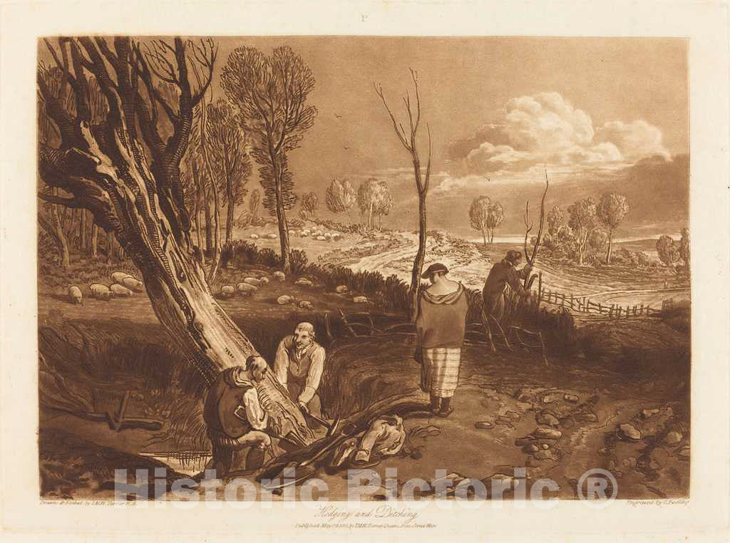 Art Print : Turner and J.C. Easling, Hedging and Ditching, 1812 - Vintage Wall Art