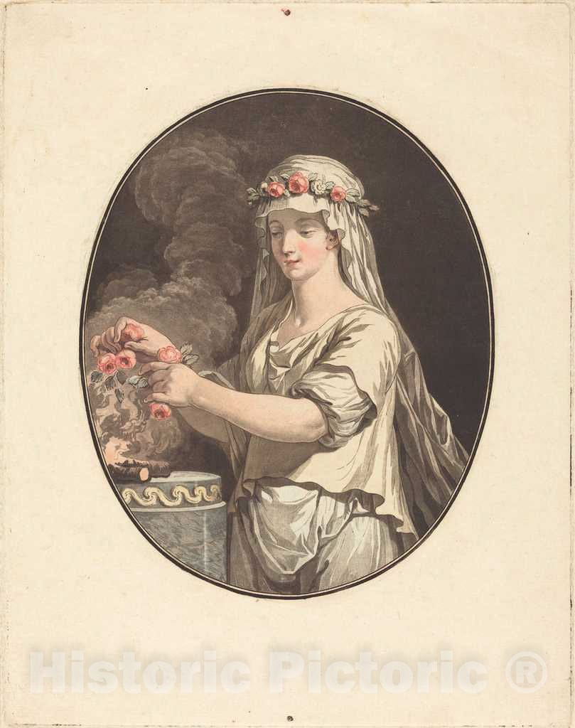 Art Print : Janinet After Le Barbier I, La Jeune vestale - Vintage Wall Art