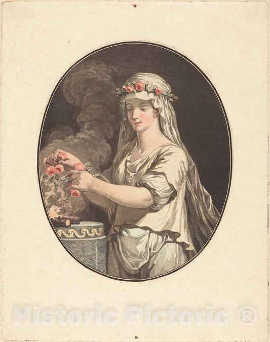 Art Print : Janinet After Le Barbier I, La Jeune vestale - Vintage Wall Art