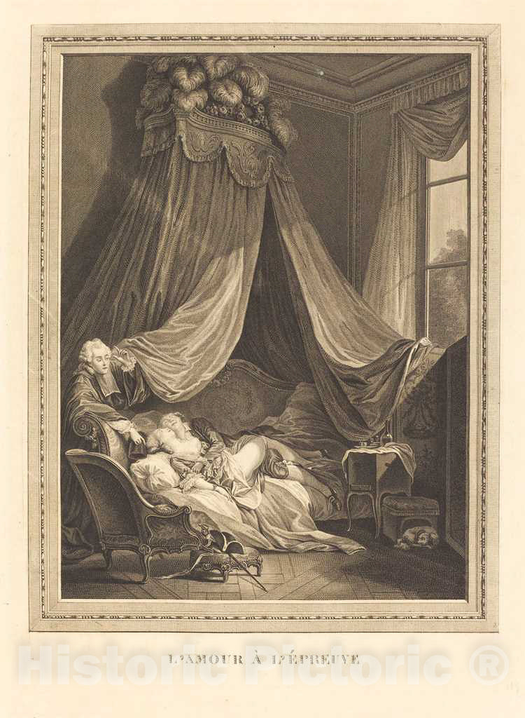 Art Print : Beauvarlet After Baudouin, L'Amour a l'epreuve - Vintage Wall Art