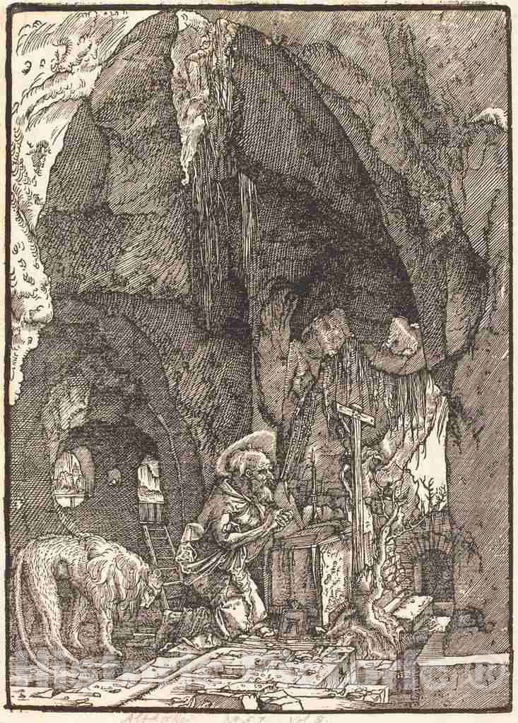 Art Print : Albrecht Altdorfer, Saint Jerome in a Cave, c.1514 - Vintage Wall Art
