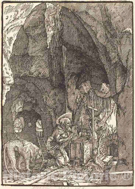 Art Print : Albrecht Altdorfer, Saint Jerome in a Cave, c.1514 - Vintage Wall Art