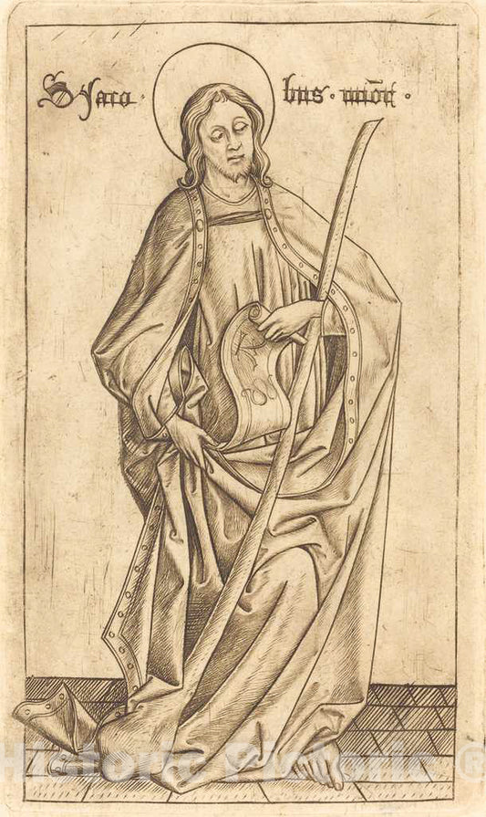 Art Print : Meckenem After Master E.S, Saint James The Less, c.1475 - Vintage Wall Art