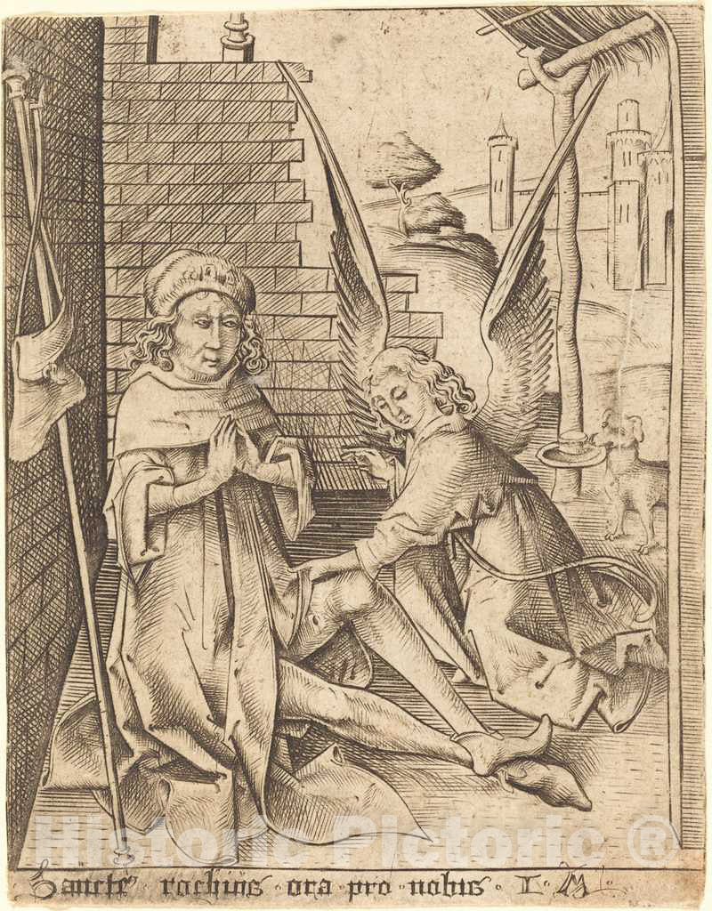 Art Print : Israhel Van Meckenem, Saint Roch - Vintage Wall Art