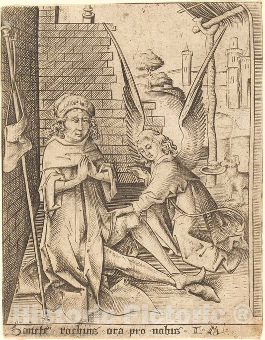Art Print : Israhel Van Meckenem, Saint Roch - Vintage Wall Art