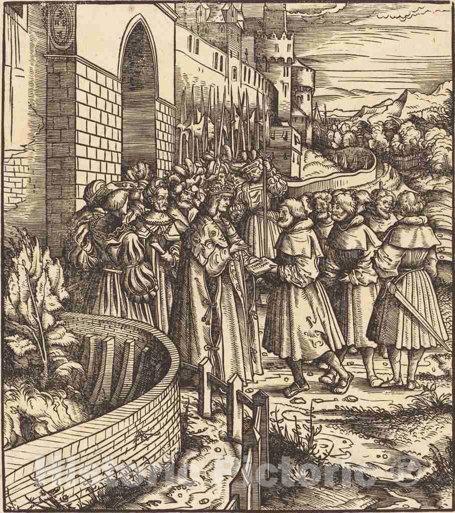 Art Print : Hans Burgkmair I, The Swiss Embassy Against The Blue King - Vintage Wall Art