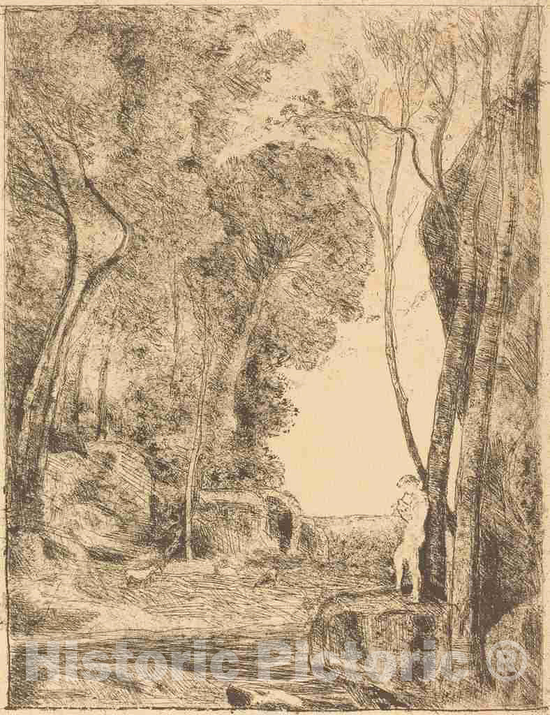 Art Print : Baptiste-Camille Corot, Little Shepherd, 1st Plate (Le Petit Berger), 1855 - Vintage Wall Art