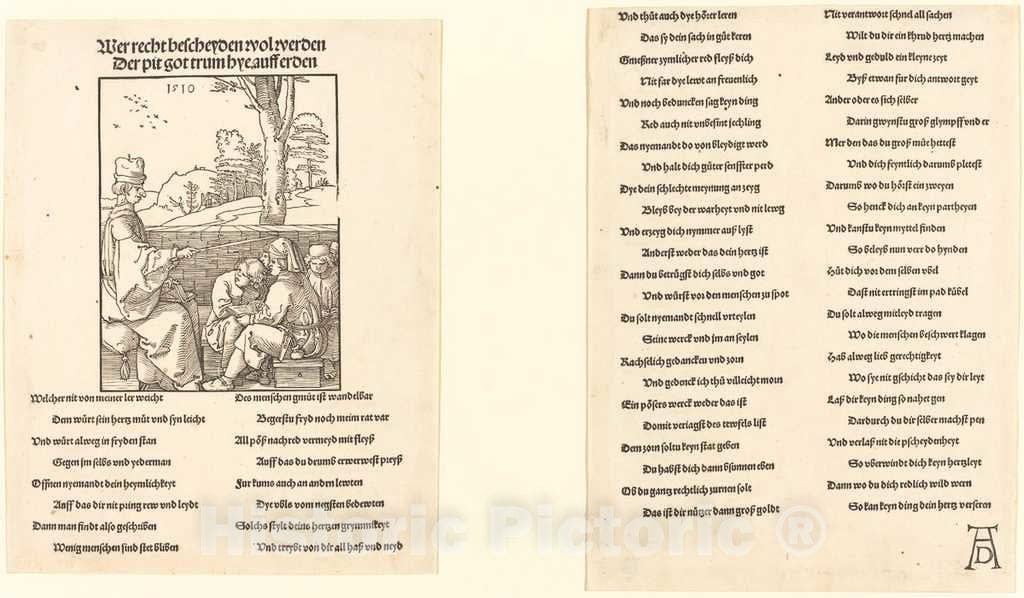 Art Print : Albrecht DÃ¼rer, The School Teacher, 1510 - Vintage Wall Art