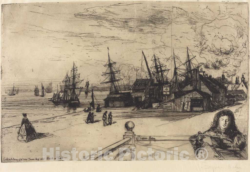 Art Print : Francis Seymour Haden, Yacht Tavern, Erith, 1865 - Vintage Wall Art