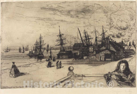 Art Print : Francis Seymour Haden, Yacht Tavern, Erith, 1865 - Vintage Wall Art