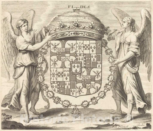 Art Print : Robert Nanteuil, Arms of Charles II, Duc de Mantoue - Vintage Wall Art