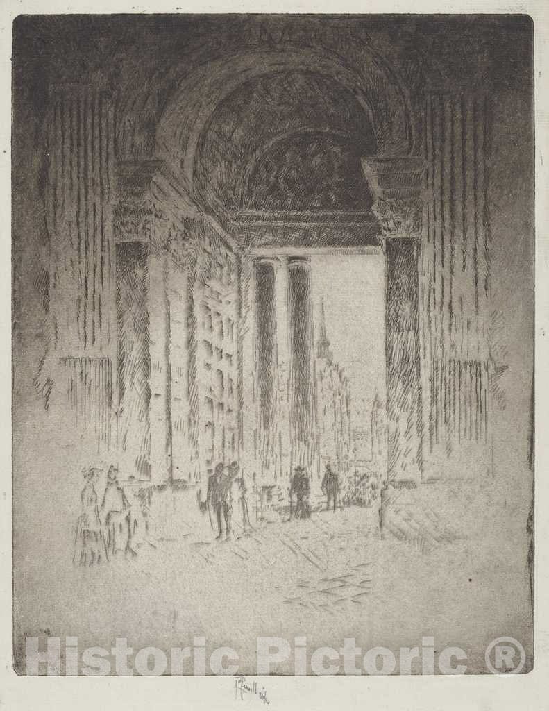 Art Print : Joseph Pennell, West Door, St. Paul's, 1903 - Vintage Wall Art