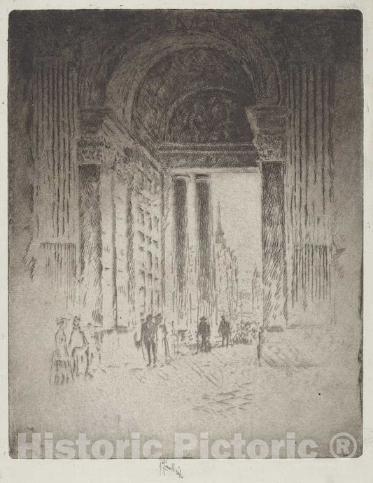 Art Print : Joseph Pennell, West Door, St. Paul's, 1903 - Vintage Wall Art