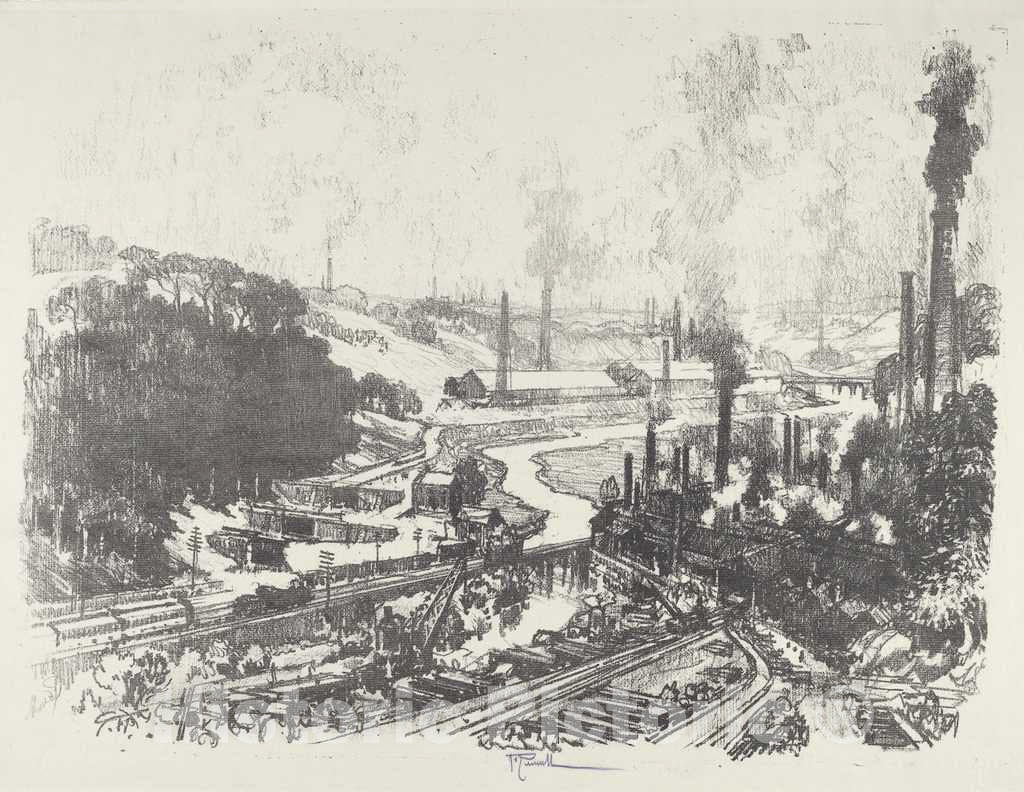 Art Print : Joseph Pennell, Munition Works, 1916 - Vintage Wall Art