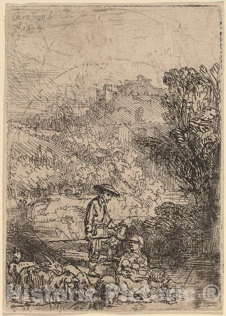 Art Print : Rembrandt, The Shepherd and His Family, 1644 - Vintage Wall Art