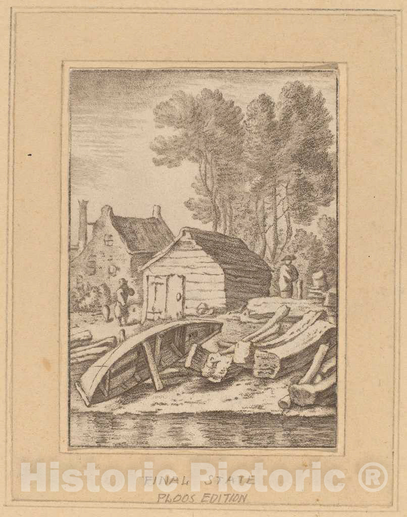 Art Print : Amstel After Herman Saftleven, Shipyard, 1761 - Vintage Wall Art