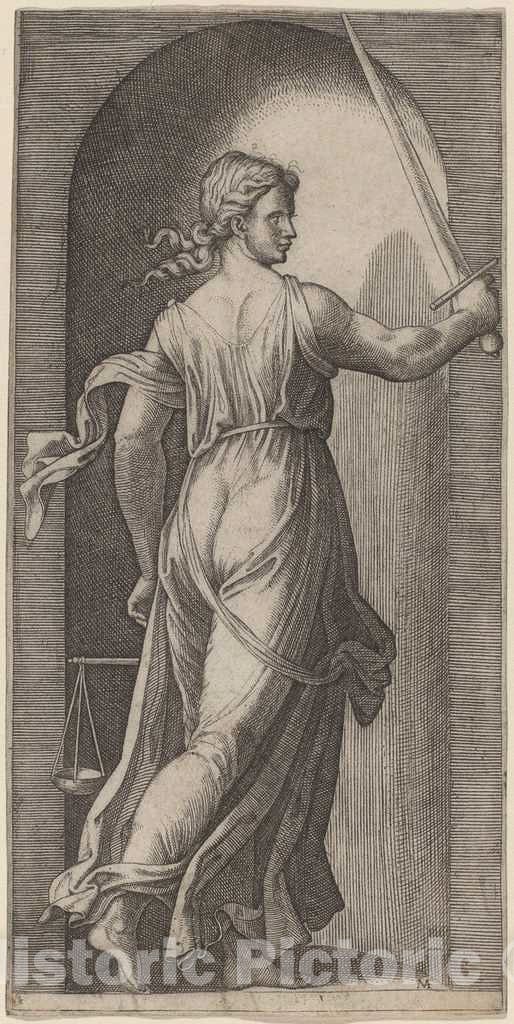 Art Print : Raimondi After Raphael, Justice - Vintage Wall Art