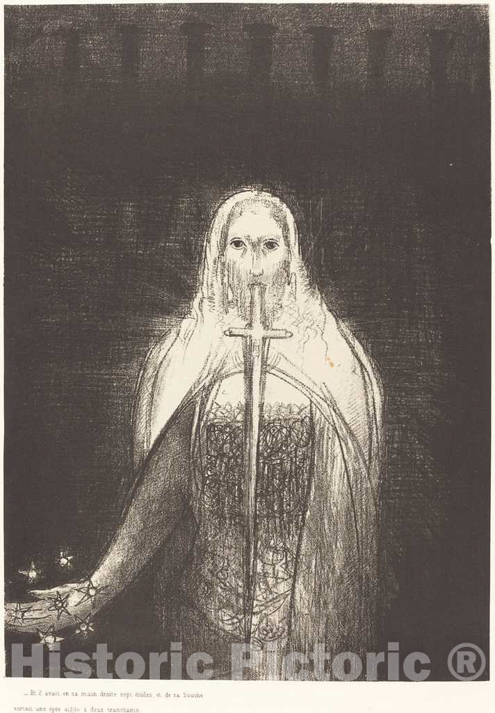 Art Print : Odilon Redon, and he had in his Right Hand Seven Stars; and Out of his Mouth Went a Sharp Two-Edged Sword, 1899 - Vintage Wall Art