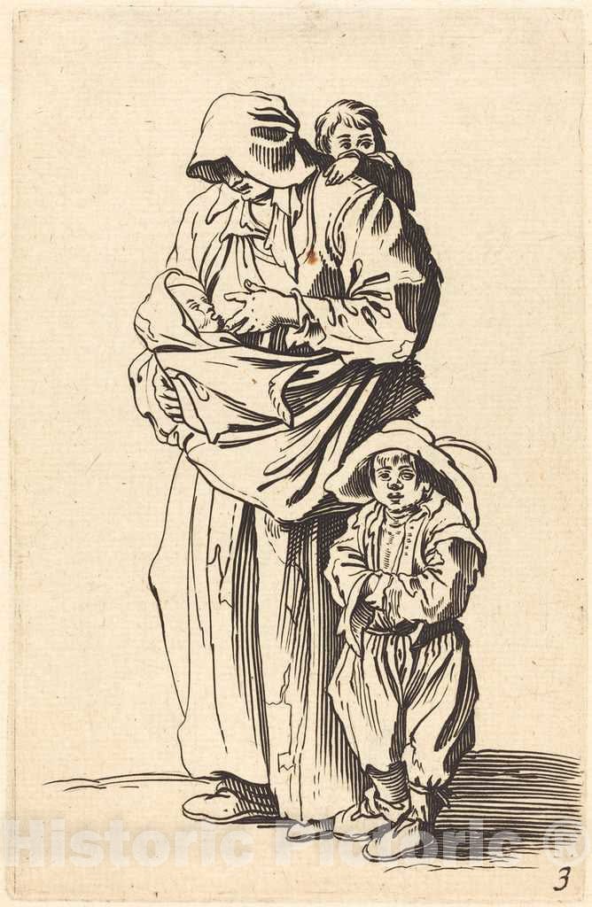 Art Print : Jacques Callot, Mother and Three Children - Vintage Wall Art