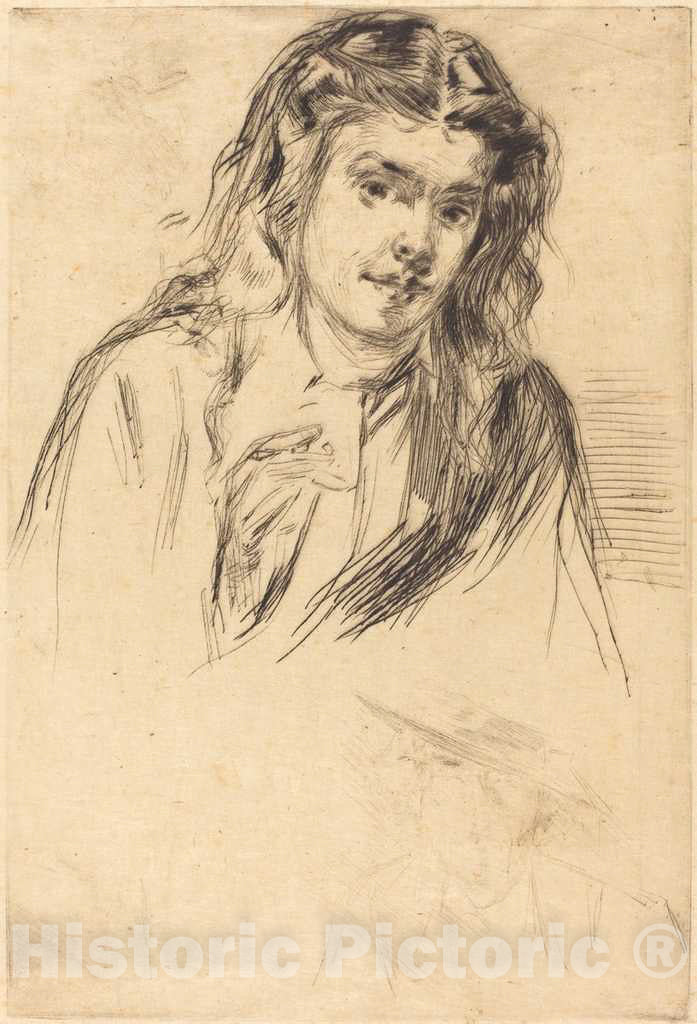 Art Print : James McNeill Whistler, Fumette's Bent Head, 1859 - Vintage Wall Art