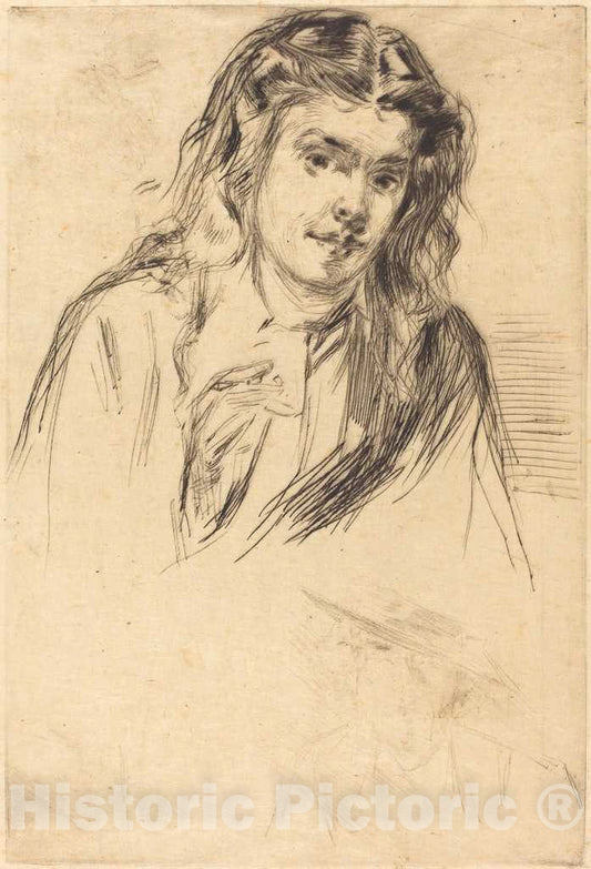 Art Print : James McNeill Whistler, Fumette's Bent Head, 1859 - Vintage Wall Art