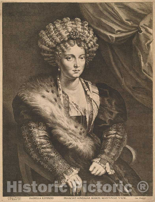 Art Print : Vorsterman After Rubens, Isabella d'Este - Vintage Wall Art