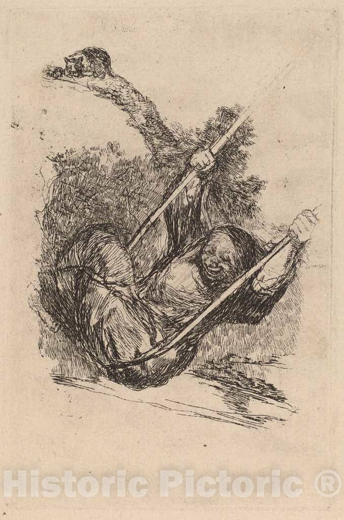 Art Print : Francisco de Goya, Old Woman on a Swing, c.1826 - Vintage Wall Art