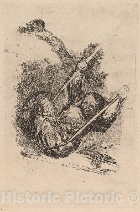 Art Print : Francisco de Goya, Old Woman on a Swing, c.1826 - Vintage Wall Art