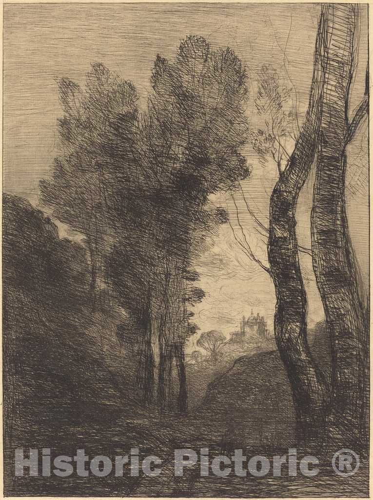 Art Print : Baptiste-Camille Corot, Environs of Rome (Environs de Rome), 1866 - Vintage Wall Art