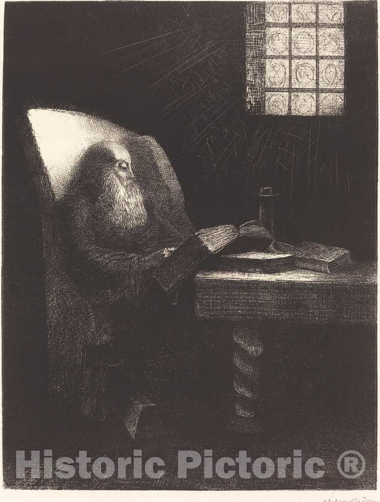 Art Print : Odilon Redon, Le Liseur (The Reader), 1892 - Vintage Wall Art