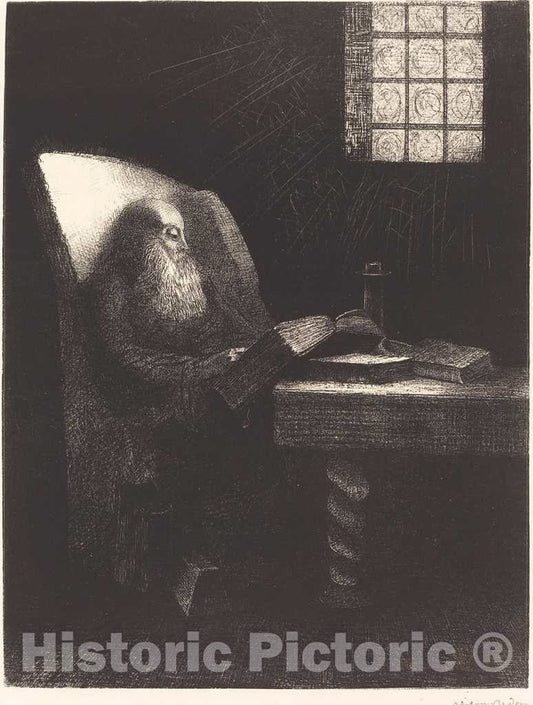 Art Print : Odilon Redon, Le Liseur (The Reader), 1892 - Vintage Wall Art