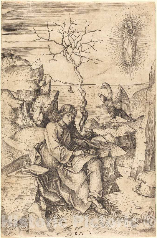 Art Print : Saint John on Patmos, c.1485 - Vintage Wall Art