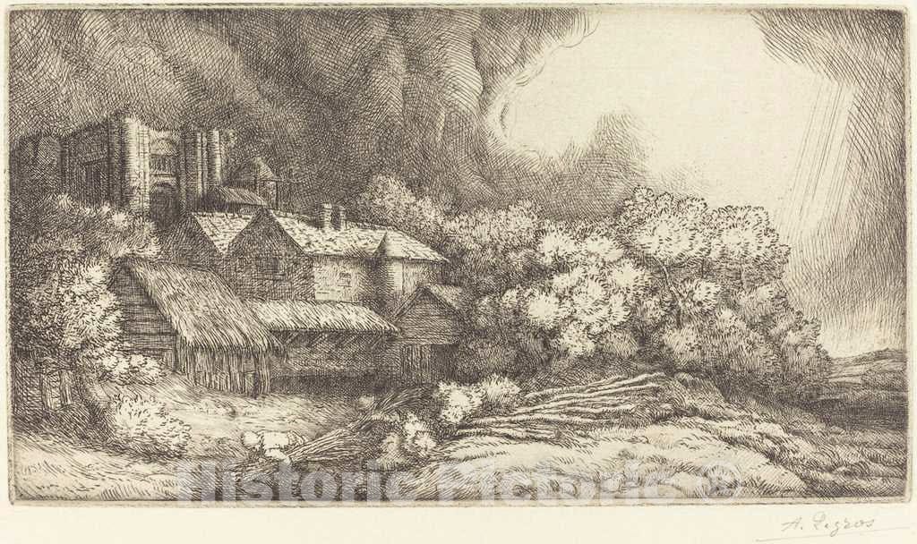 Art Print : Alphonse Legros, Farm at The Monastery (La Ferme de l'abbaye) - Vintage Wall Art