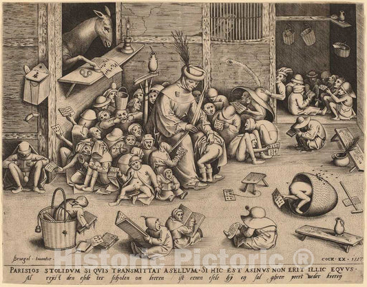 Art Print : Heyden After Bruegel, The Ass at School, 1557 - Vintage Wall Art