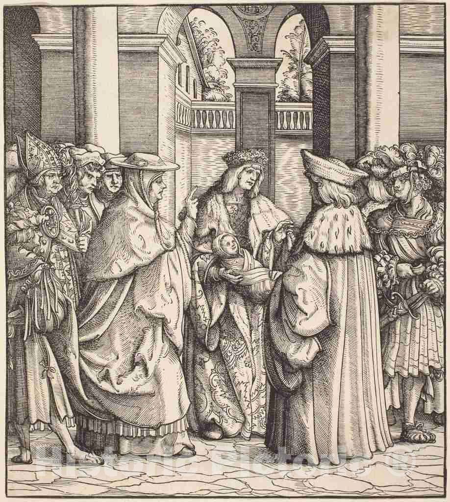 Art Print : Hans Burgkmair I, The Archbishop Blessing The Child After The Baptism - Vintage Wall Art