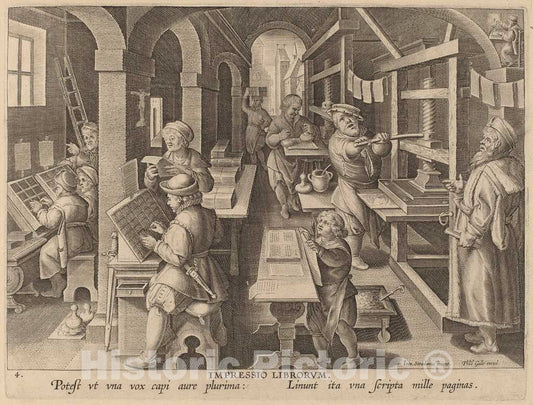 Art Print : Galle After Jan Van der Straet, Printers at Work: pl.4, c.1585 - Vintage Wall Art