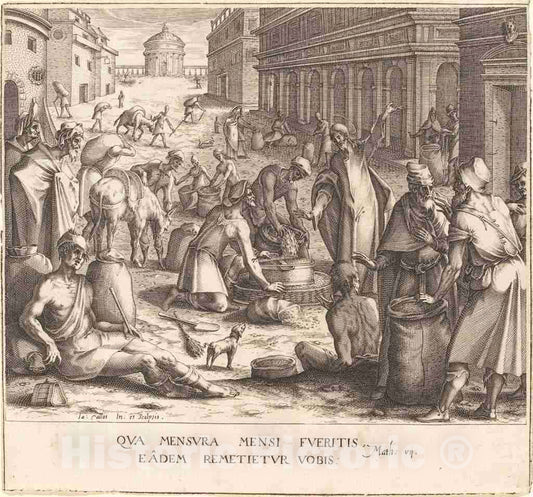 Art Print : Jacques Callot, The Grain Weighers, c.1610 - Vintage Wall Art