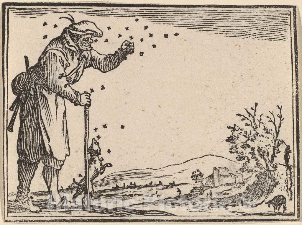 Art Print : Eckman After Jacques Callot, Peasant Attacked by Bees, 1621 - Vintage Wall Art