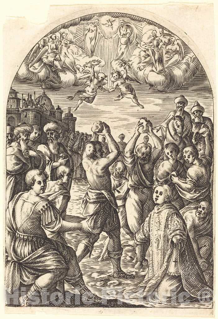 Art Print : Jacques Callot, Martyrdom of Saint Stephen, c.1610 - Vintage Wall Art