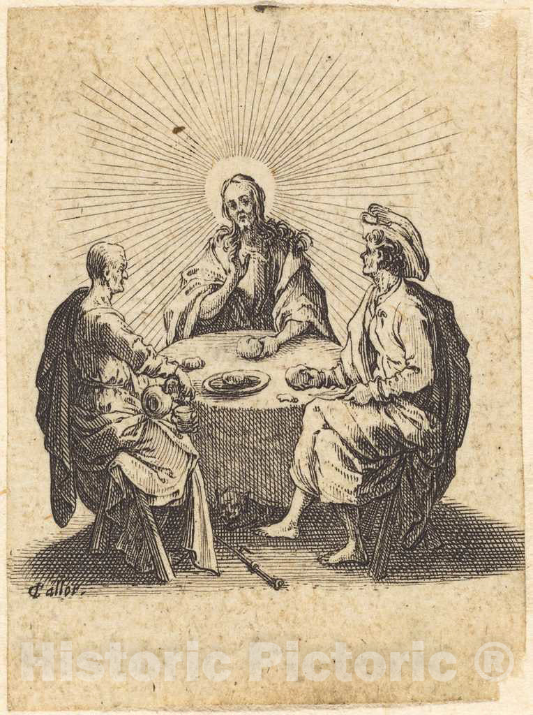 Art Print : Jacques Callot, The Supper at Emmaus, 1618 - Vintage Wall Art