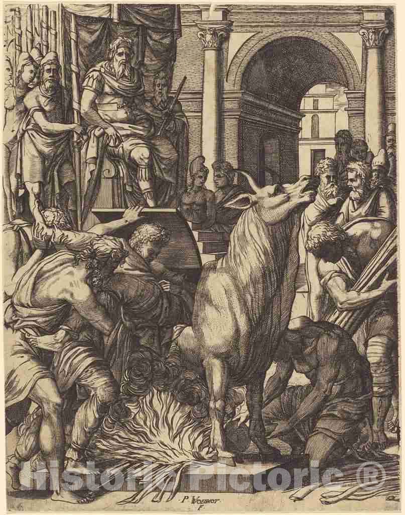 Art Print : Pierre Woeiriot, The Brazen Bull of Phalarus - Vintage Wall Art