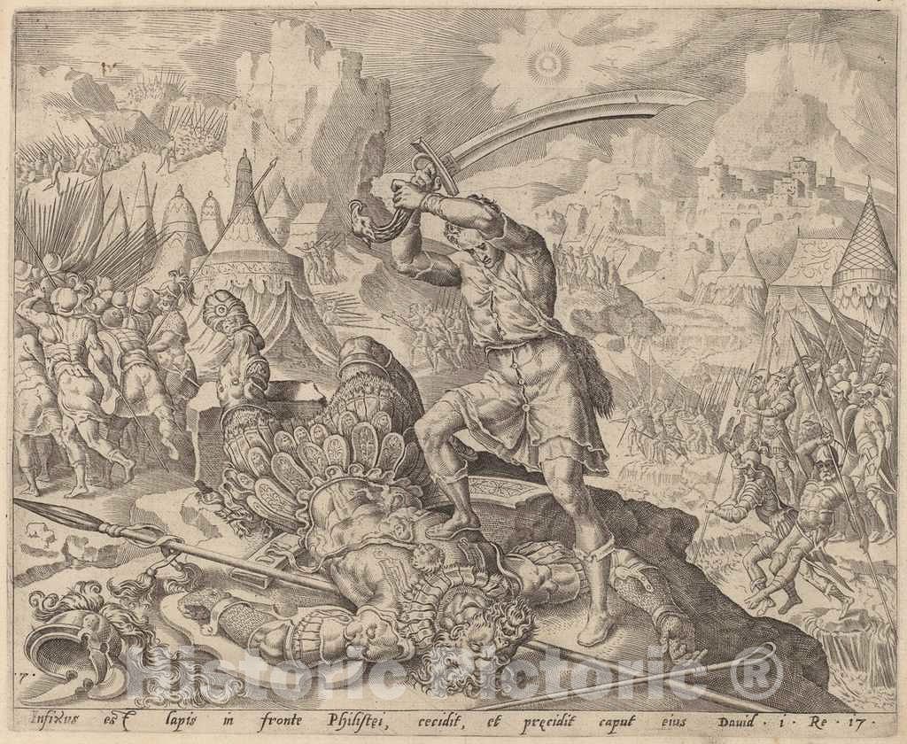 Art Print : Maerten Van Heemskerck, David Cutting Off Goliath's Head, c.1556 - Vintage Wall Art