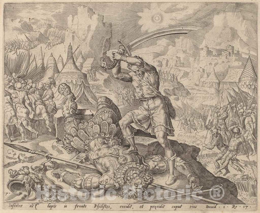 Art Print : Maerten Van Heemskerck, David Cutting Off Goliath's Head, c.1556 - Vintage Wall Art