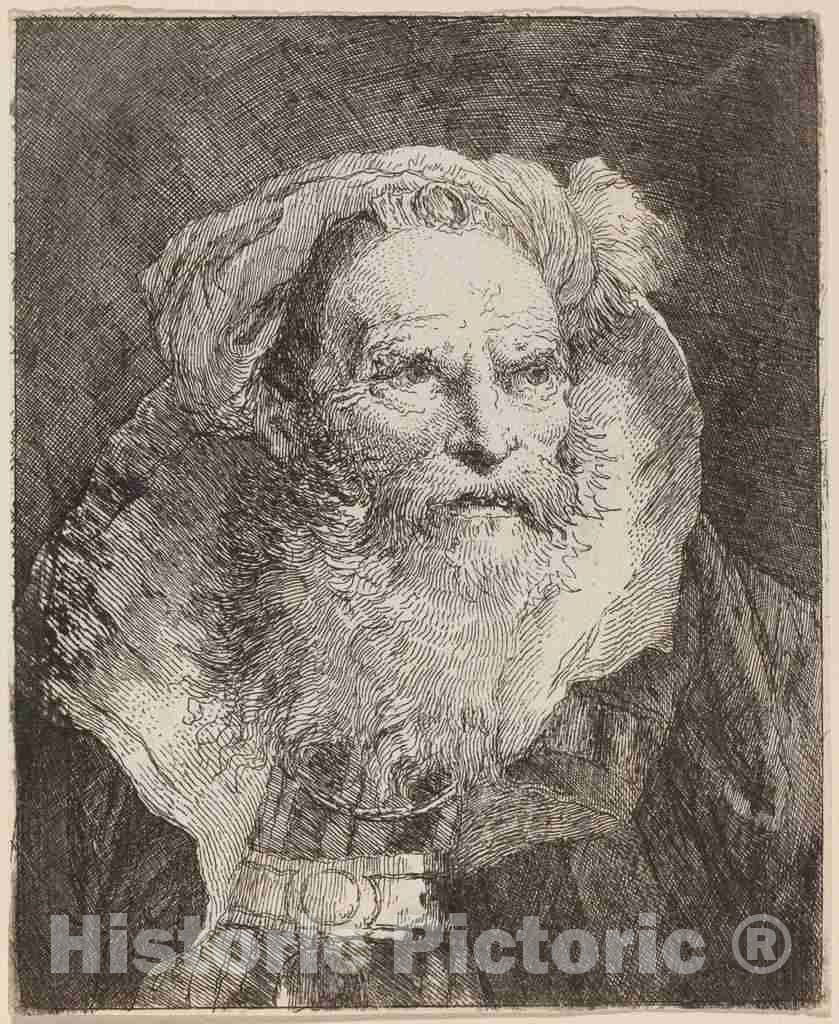 Art Print : Giovanni Domenico Tiepolo, Old Man Meditating, c. 1762 - Vintage Wall Art